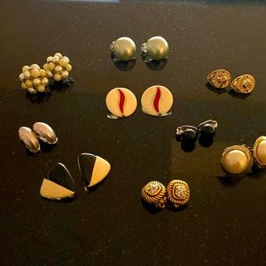 Vintage Clip On Earrings Set of 10! Excellent variety